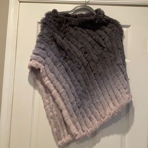Beautiful soft rabbit fur grey ombré poncho